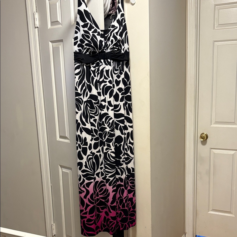 Soma Black White Hot Pink Maxi Dress Size L Large